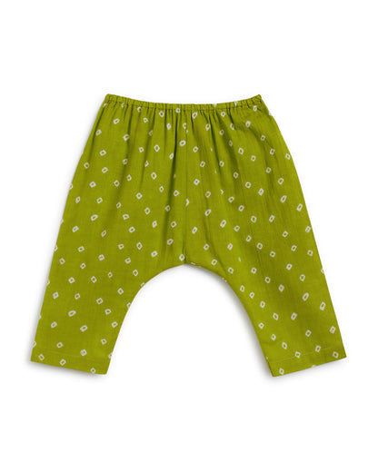 Tiber Taber White & Lime Angrakha Kurta Pajama Set-Embroidered-Cotton-For Infants