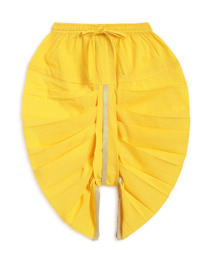 Tiber Taber Yellow Kurta Dhoti Set-Zari-Cotton-For Infants
