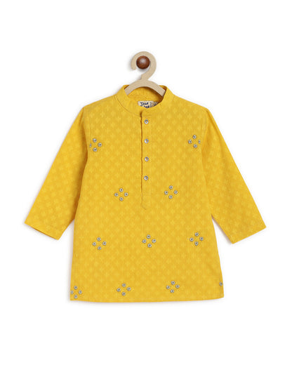 Tiber Taber Yellow Kurta Pajama Set-Classic Zari-Cotton-For Infants