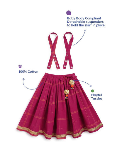 Tiber Taber Pink & Orange Lehenga Choli Set-Embroidered-Cotton-For Infants