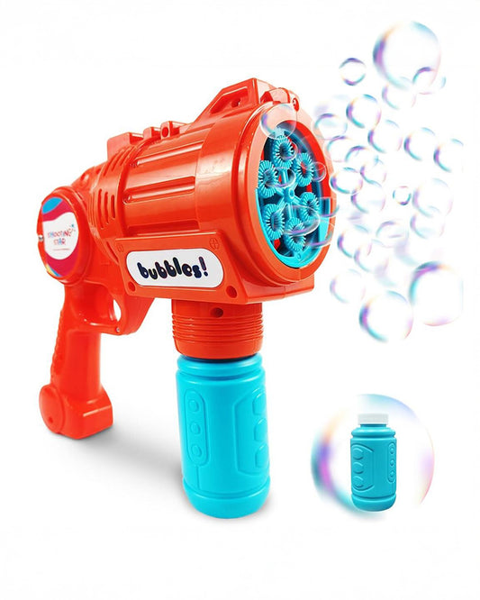 Shooting Star Bubble Blaster with Solution Bottle-Indoor Toy-With LED Light & Bubble Solution-1000 Bubbles Per Minute-Orange-36M+