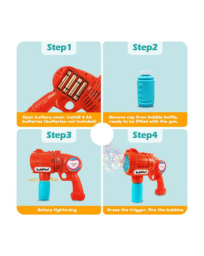 Shooting Star Bubble Blaster with Solution Bottle-Indoor Toy-With LED Light & Bubble Solution-1000 Bubbles Per Minute-Orange-36M+