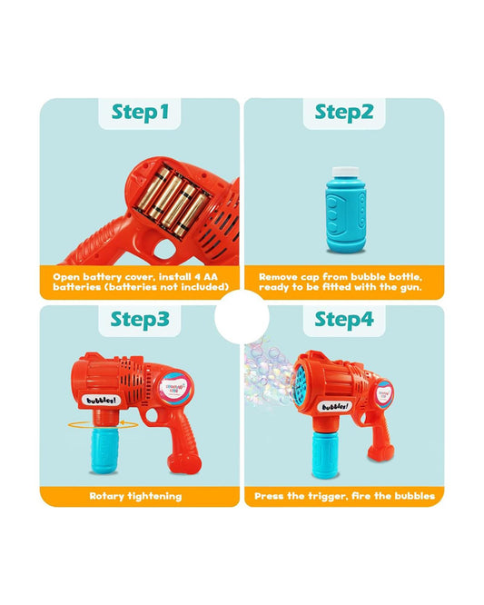 Shooting Star Bubble Blaster with Solution Bottle-Indoor Toy-With LED Light & Bubble Solution-1000 Bubbles Per Minute-Orange-36M+