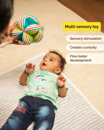 Shumee Plush Clutch Ball-Soft Toy With Rattle-Enhances Sensory Stimulation-0M+