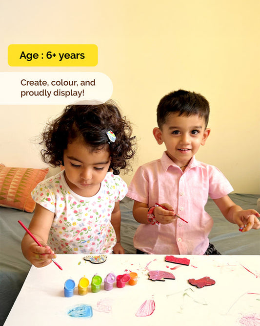 Shumee Vehicle Themed Magnetic Art & Craft Kit-6 Wooden Magnets-Non Toxic Paint-6Y+