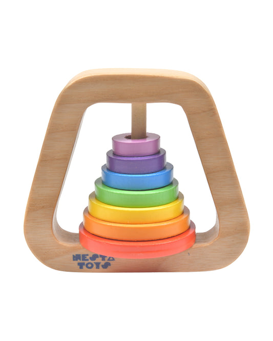 Nesta Toys Wooden Rainbow Rattle Toy-Enhances Motor Skills-6M+