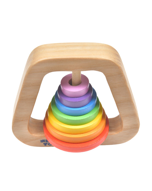 Nesta Toys Wooden Rainbow Rattle Toy-Enhances Motor Skills-6M+