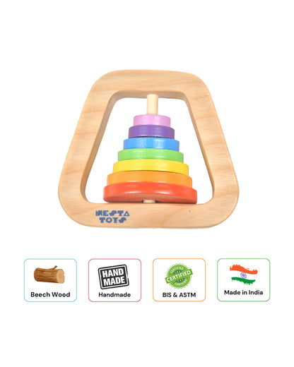 Nesta Toys Wooden Rainbow Rattle Toy-Enhances Motor Skills-6M+