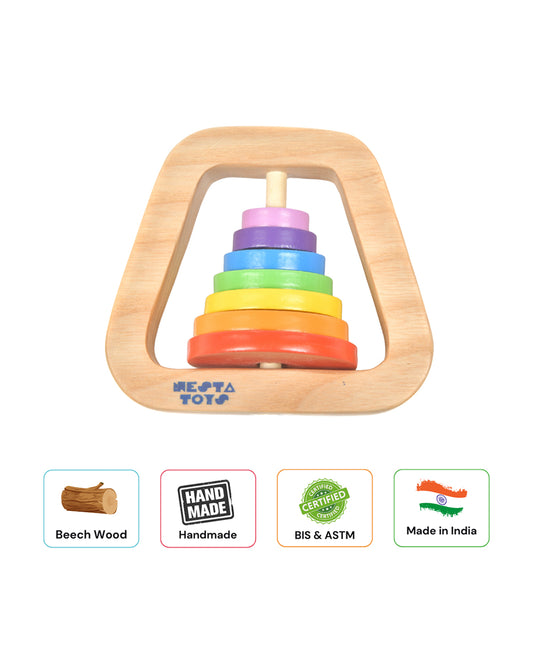 Nesta Toys Wooden Rainbow Rattle Toy-Enhances Motor Skills-6M+