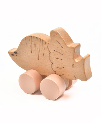 Nesta Toys Wooden Dinosaur Car-Push & Pull Toy-Enhances Motor Skills-6M+