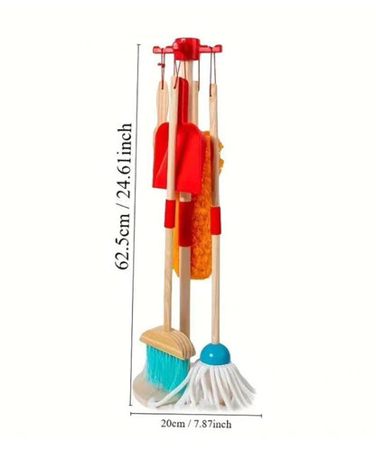 Nesta Toys Wooden Cleaning Set-Pretend & Play Toy-Includes 6 Pieces-Encourages Cleanup-36M+