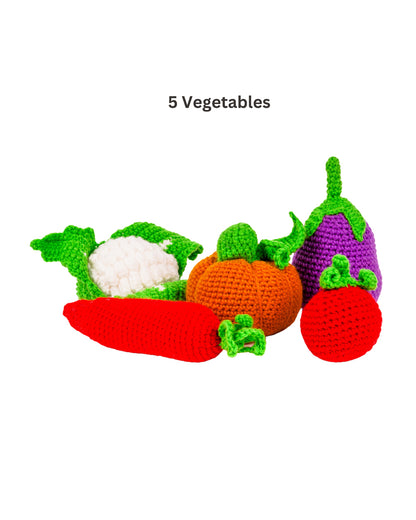 Nesta Toys Crochet Fruits & Vegetable-Pretend & Play Toy-Includes 10 Pieces-Enhances Role Play-12M+