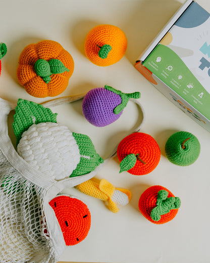 Nesta Toys Crochet Fruits & Vegetable-Pretend & Play Toy-Includes 10 Pieces-Enhances Role Play-12M+