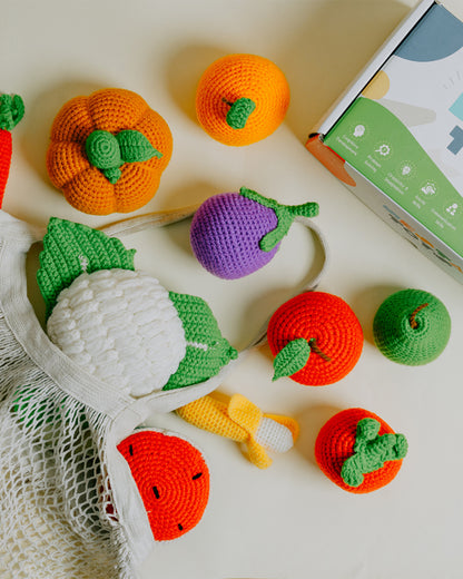 Nesta Toys Crochet Fruits & Vegetable-Pretend & Play Toy-Includes 10 Pieces-Enhances Role Play-12M+