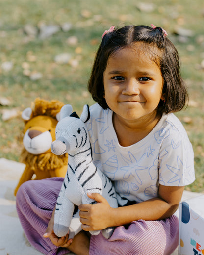 Nesta Toys Zippy The Zebra-Knitted Cotton Soft Toy-Encourages Imaginative Play-0M+