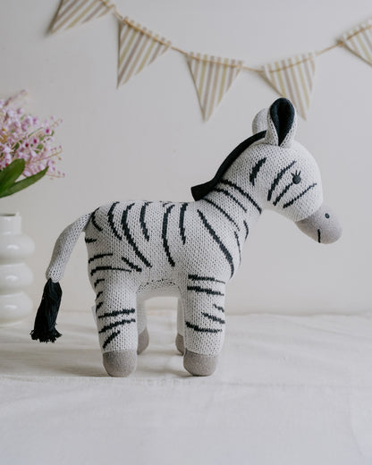Nesta Toys Zippy The Zebra-Knitted Cotton Soft Toy-Encourages Imaginative Play-0M+