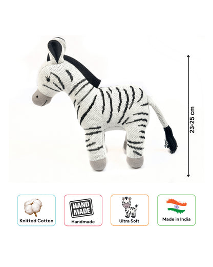 Nesta Toys Zippy The Zebra-Knitted Cotton Soft Toy-Encourages Imaginative Play-0M+