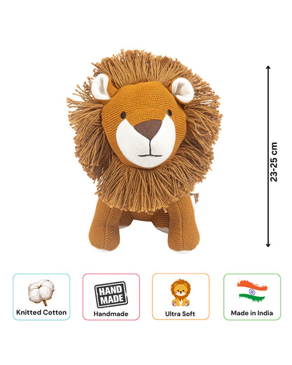 Nesta Toys Leo The Lion-Knitted Cotton Soft Toy-Encourages Imaginative Play-0M+