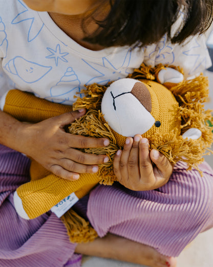 Nesta Toys Leo The Lion-Knitted Cotton Soft Toy-Encourages Imaginative Play-0M+