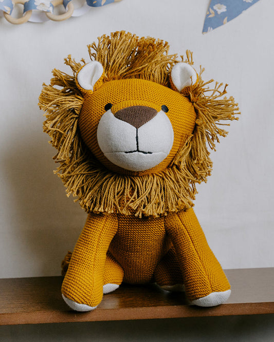 Nesta Toys Leo The Lion-Knitted Cotton Soft Toy-Encourages Imaginative Play-0M+