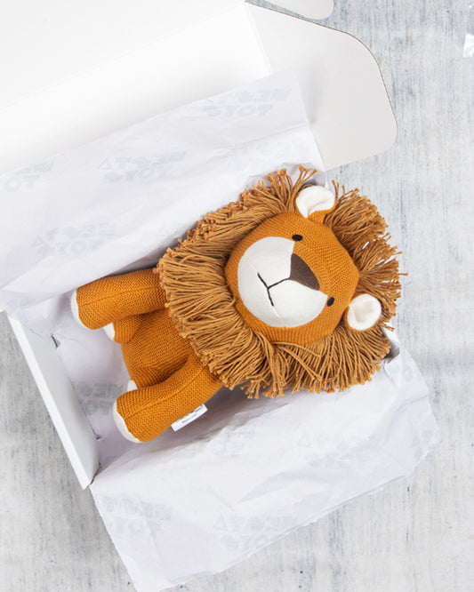 Nesta Toys Leo The Lion-Knitted Cotton Soft Toy-Encourages Imaginative Play-0M+