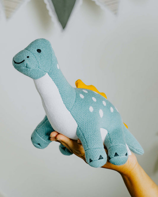 Nesta Toys Dippy The Dino-Knitted Cotton Soft Toy-Encourages Imaginative Play-0M+