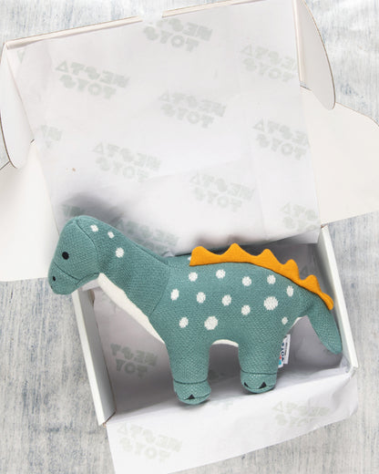 Nesta Toys Dippy The Dino-Knitted Cotton Soft Toy-Encourages Imaginative Play-0M+