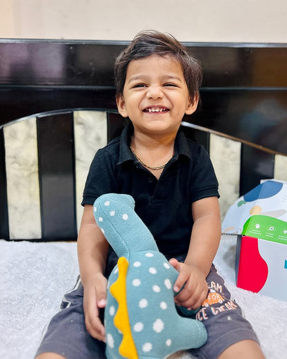 Nesta Toys Dippy The Dino-Knitted Cotton Soft Toy-Encourages Imaginative Play-0M+