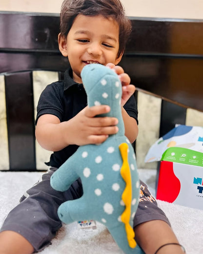Nesta Toys Dippy The Dino-Knitted Cotton Soft Toy-Encourages Imaginative Play-0M+
