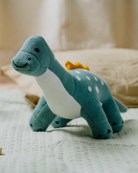 Nesta Toys Dippy The Dino-Knitted Cotton Soft Toy-Encourages Imaginative Play-0M+