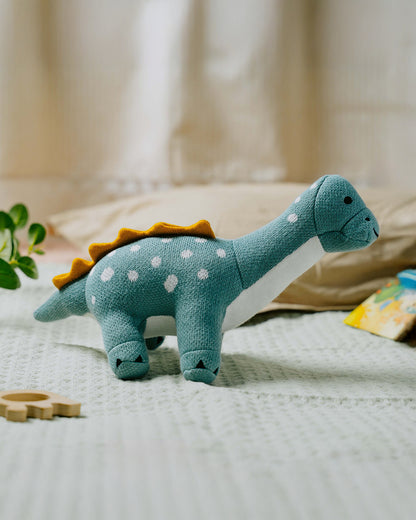 Nesta Toys Dippy The Dino-Knitted Cotton Soft Toy-Encourages Imaginative Play-0M+