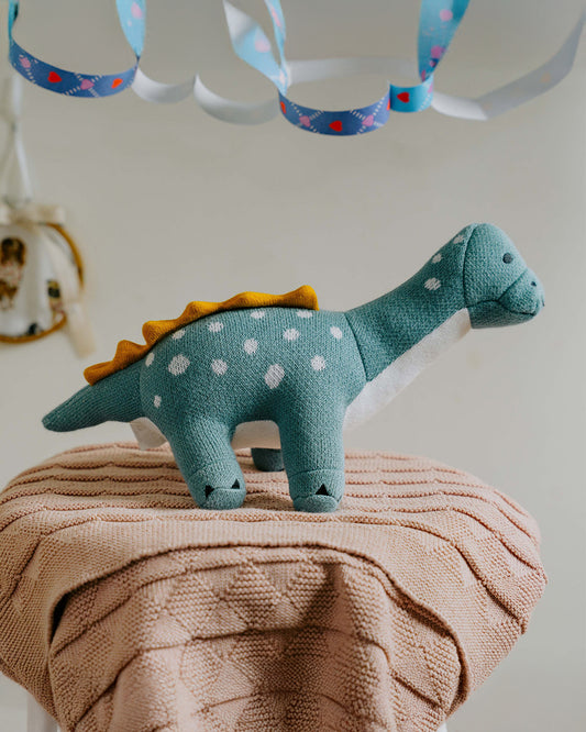 Nesta Toys Dippy The Dino-Knitted Cotton Soft Toy-Encourages Imaginative Play-0M+