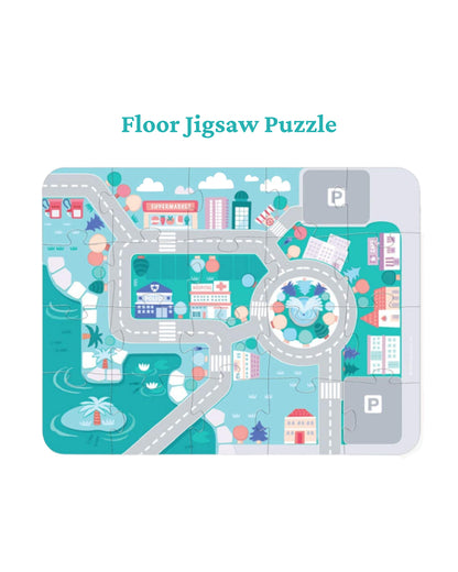 Nesta Toys Wooden City Building Blocks-Shape Sorter & Stacker-Encourages Imaginative Play-36M+