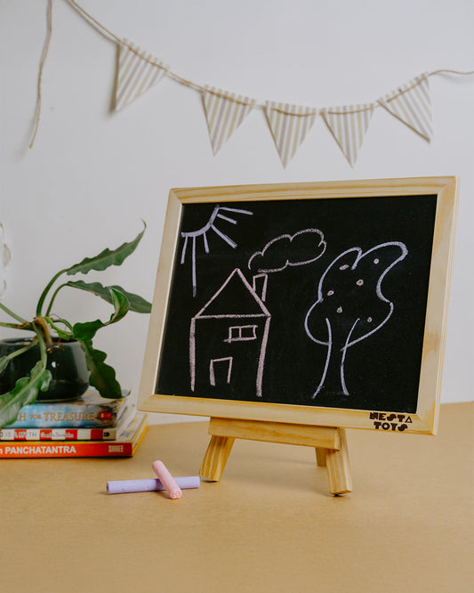 Nesta Toys Double Sided Blackboard Slate-Art & Craft Kit-Enhances Creativity-6M+