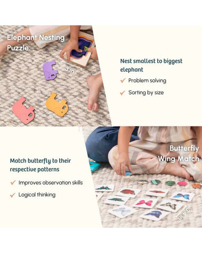 Curious Cub Montessori Box-27M+-Pack of 6 Montessori Toys-Encourages Baby’s Development-Learning & Educational Wooden Toys