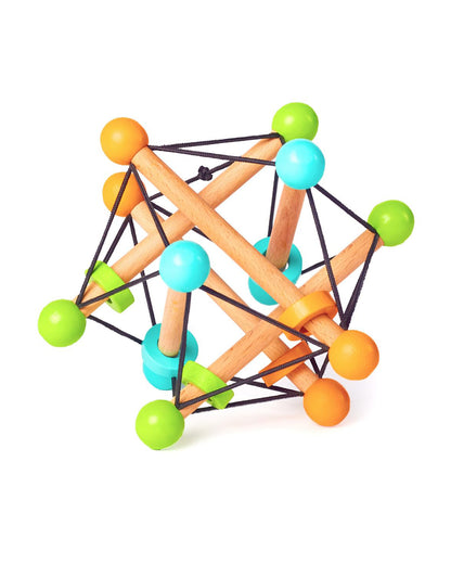 Curious Cub Geometric Wooden Rattle Toy-Builds Hand Eye Coordination-3M+