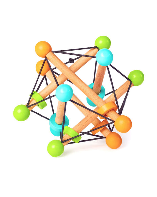 Curious Cub Geometric Wooden Rattle Toy-Builds Hand Eye Coordination-3M+