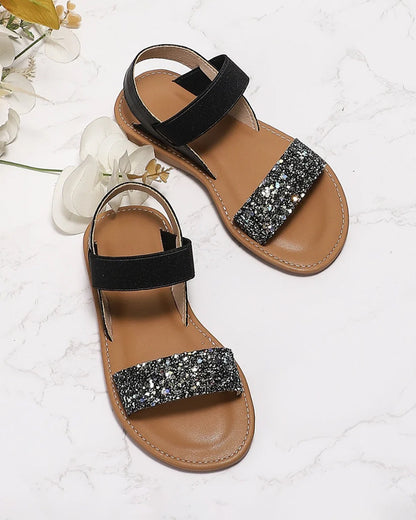 NINO BELLO Black Glitter Velcro Sandal-For Infants