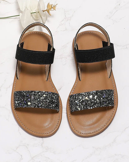 NINO BELLO Black Glitter Velcro Sandal-For Infants