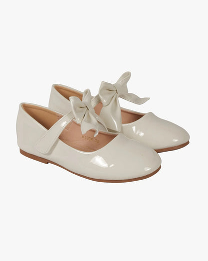 NINO BELLO White Big Bow Velcro Bellies-For Infants