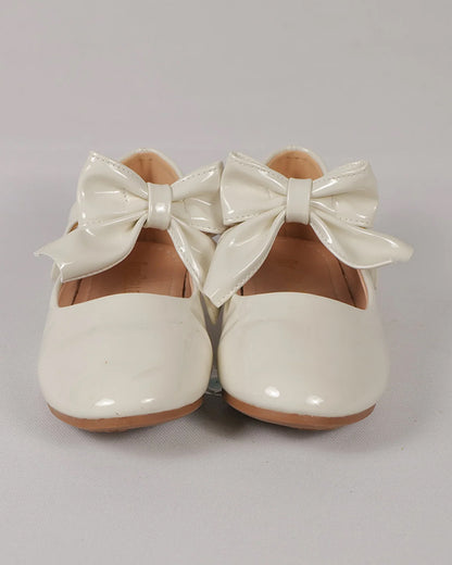 NINO BELLO White Big Bow Velcro Bellies-For Infants