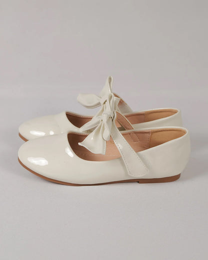 NINO BELLO White Big Bow Velcro Bellies-For Infants