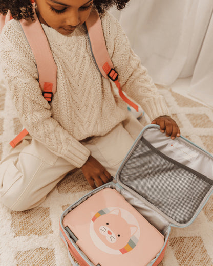 Skip Hop Zoo Lunch Bag-Cat-With Insulated Interior-Inner Mesh Pocket-Zip Closure and Clip-on Handle-3Y+