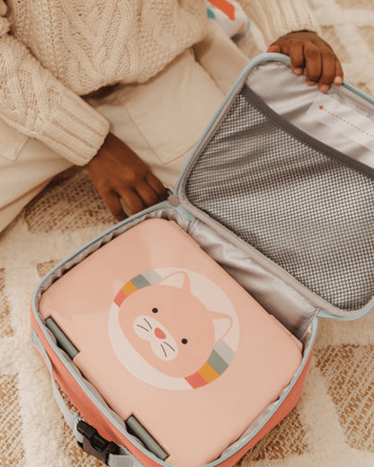 Skip Hop Zoo Lunch Bag-Cat-With Insulated Interior-Inner Mesh Pocket-Zip Closure and Clip-on Handle-3Y+