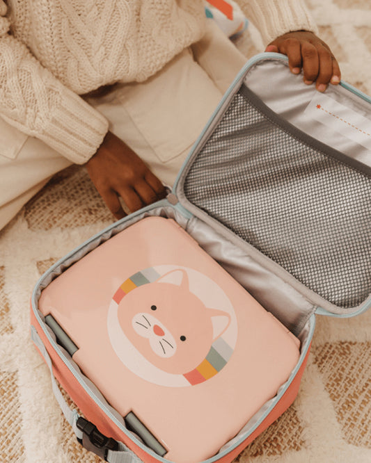 Skip Hop Zoo Lunch Bag-Cat-With Insulated Interior-Inner Mesh Pocket-Zip Closure and Clip-on Handle-3Y+