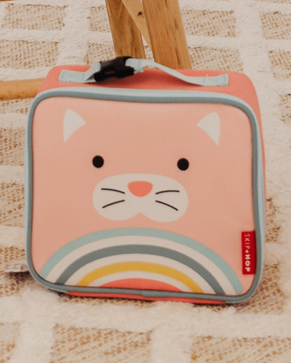Skip Hop Zoo Lunch Bag-Cat-With Insulated Interior-Inner Mesh Pocket-Zip Closure and Clip-on Handle-3Y+