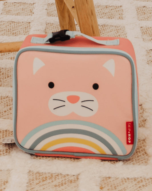 Skip Hop Zoo Lunch Bag-Cat-With Insulated Interior-Inner Mesh Pocket-Zip Closure and Clip-on Handle-3Y+