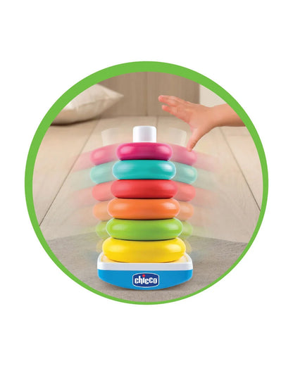 Chicco S2P Ring Tower-Shape Sorter & Stacker-6 Coloured Rings-Learning & Educational Toys-9M+