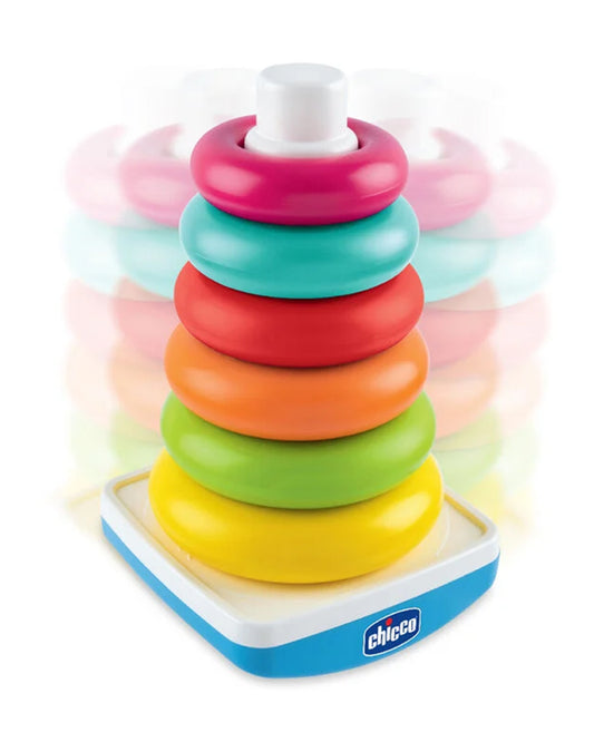Chicco S2P Ring Tower-Shape Sorter & Stacker-6 Coloured Rings-Learning & Educational Toys-9M+