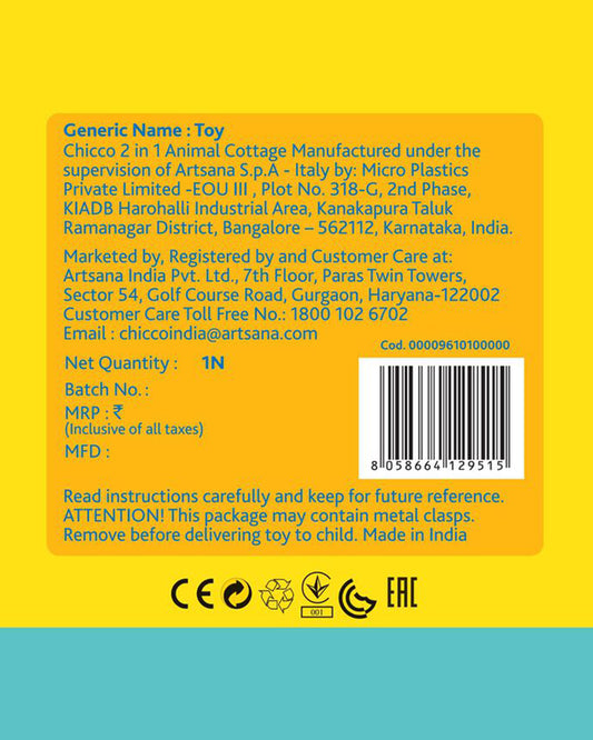 Chicco 2 In 1 Animal Cottage-Shape Sorter & Stacker-Learning & Educational Toys-12M+